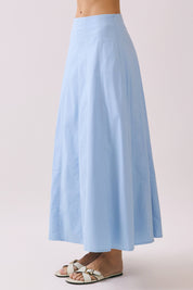 Blue Contrast Detail Maxi Skirt