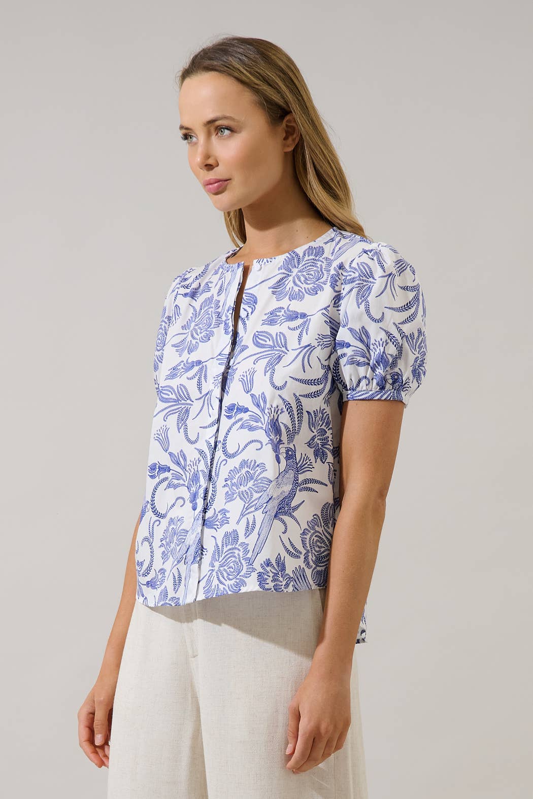 Blue Hiller Button Down Top