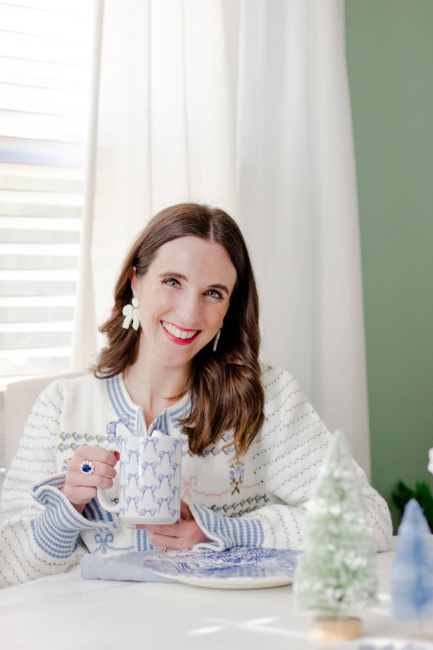 Blue & White Bow Mug