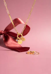 18K Gold Paperclip Charm Holder Necklace