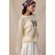 Cream Fish Trio Open Knit Sweater