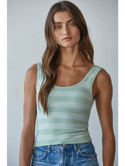 Mint Striped Seamless Tank Top