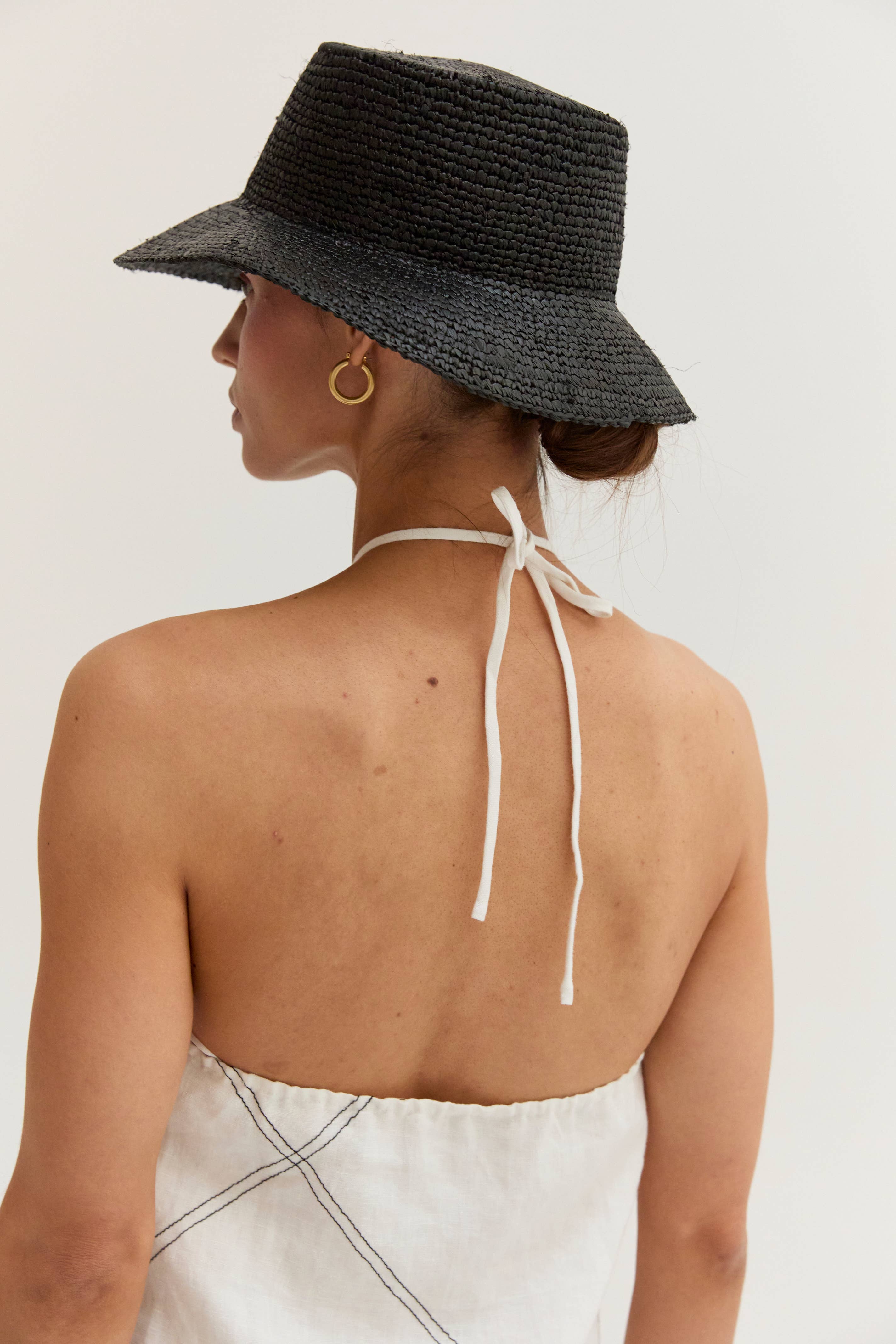 White Linen Stitch Mini Dress