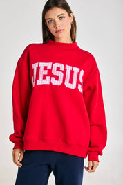 Red & Pink Gingham Jesus Mockneck