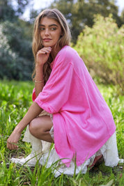 Azalea Pink Loose Fit Solid Color Top