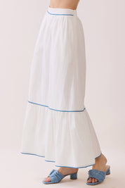 White & Blue Tiered Skirt