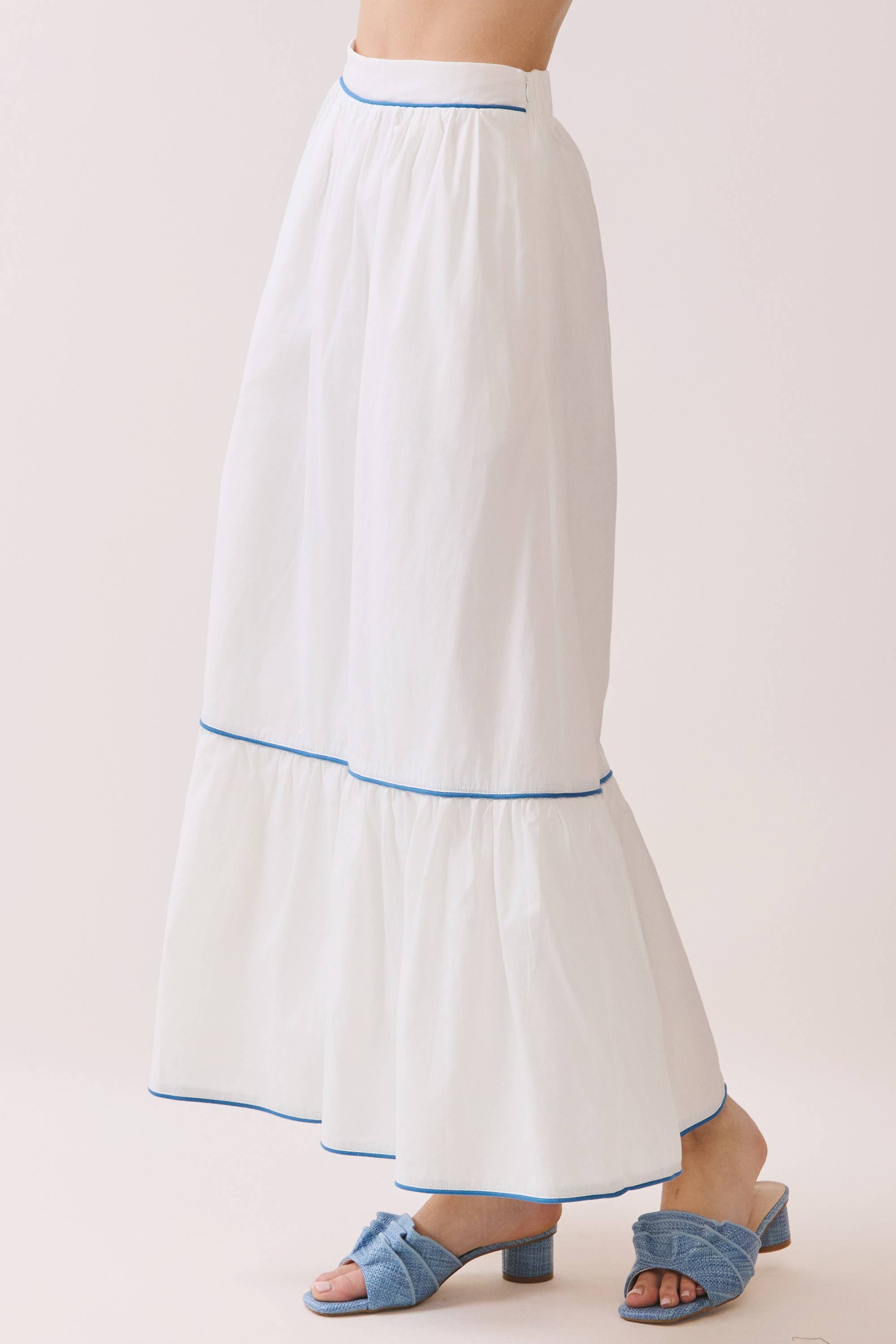 White & Blue Tiered Skirt