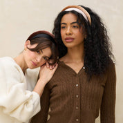 Satin & Velvet Headbands 2pc Set Black & Choco