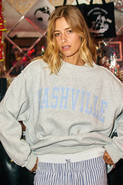 Nashville Gray & Blue Stripe Mockneck