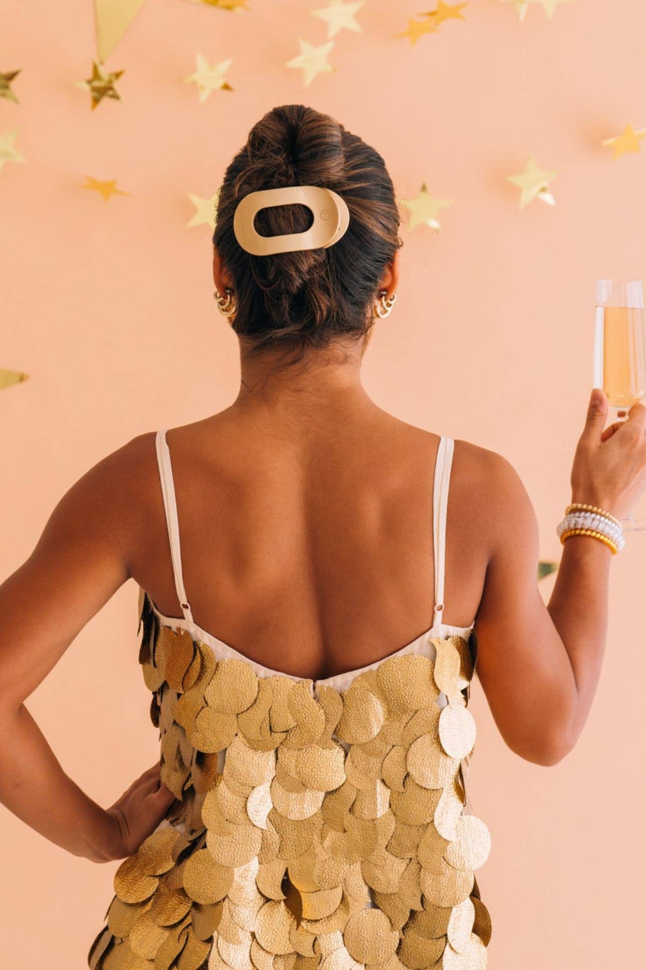 Flat Round Hair Clip | Large | Champagne Toast showing lightweight, durable, and nearly unbreakable