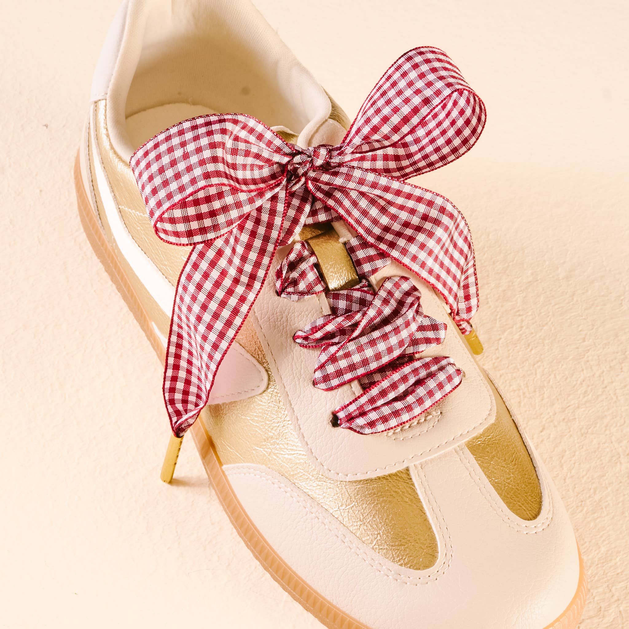 Step It Up Shoelaces-Gingham Burgundy