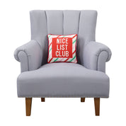Nice List Club Embroidered Pillow