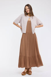 Light Brown Single Button Cape Sweater