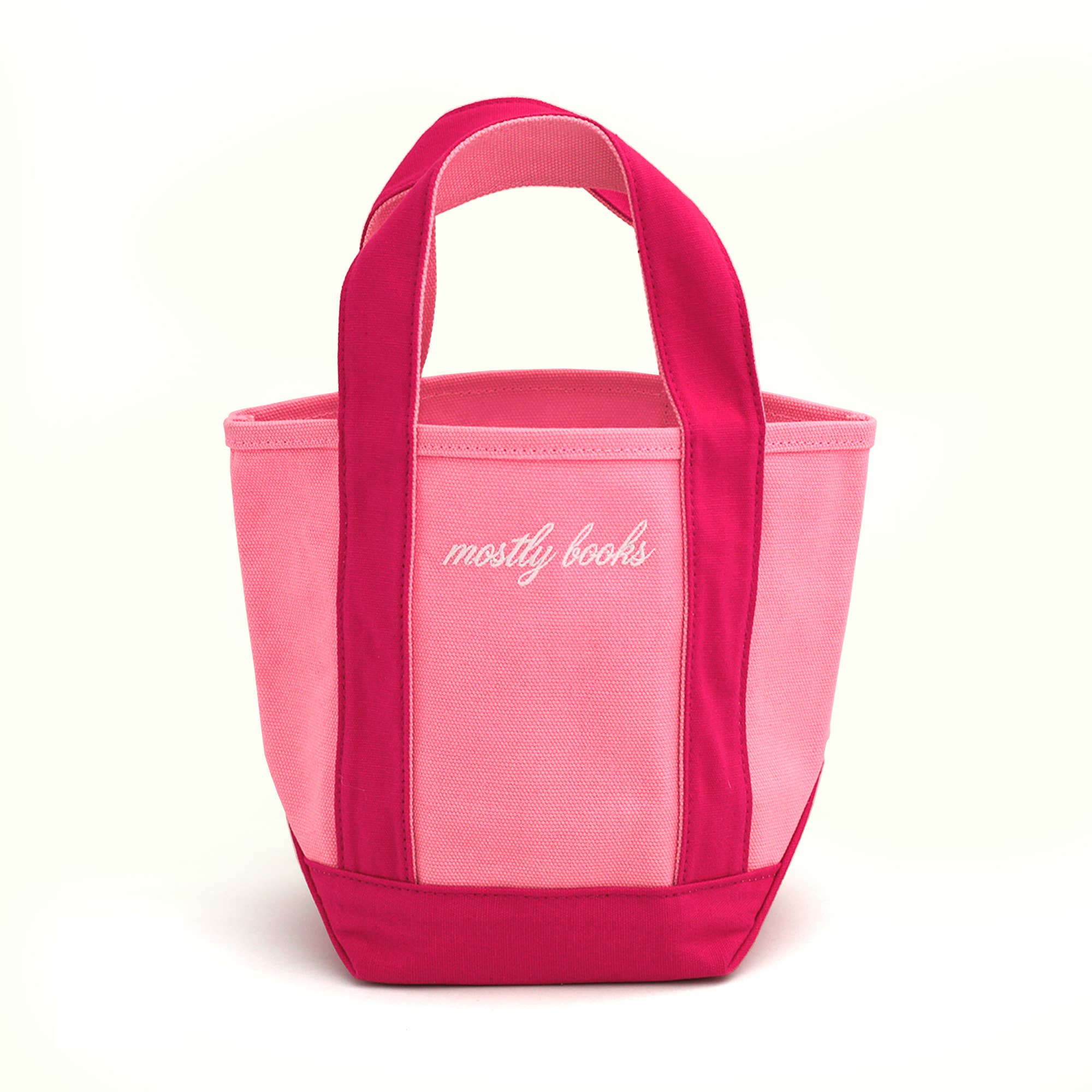 Hot Pink Mostly Books Mini Boat Tote at Ninety Nine Boutique
