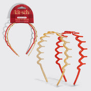 Recycled Plastic Zigzag Headbands 2pc Set - Gold & Red