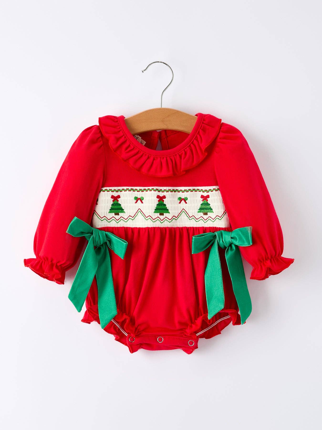 Red Christmas Smocked Romper