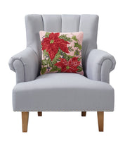 Poinsettia On Pink w/Pine Hook Pillow - Susan Winget