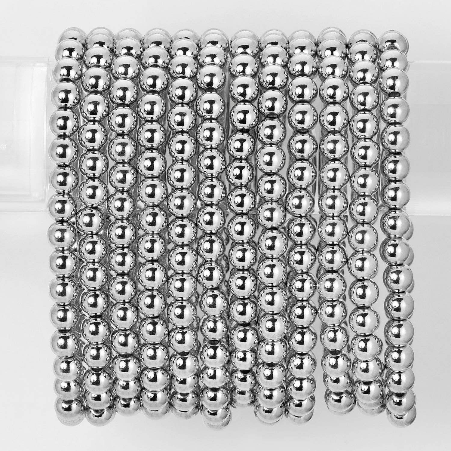 Silver 6mm Beaded Bracelet