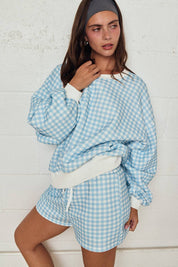 Blue Gingham Lounge Set
