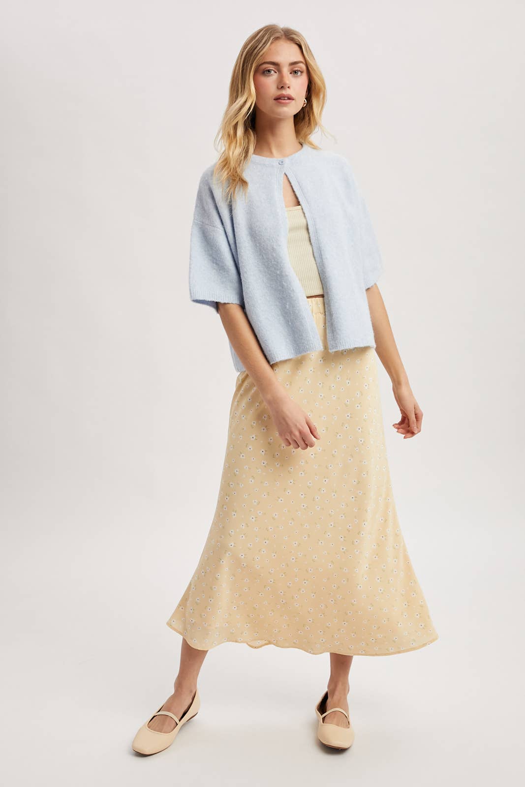 Blue Single Button Cape Sweater