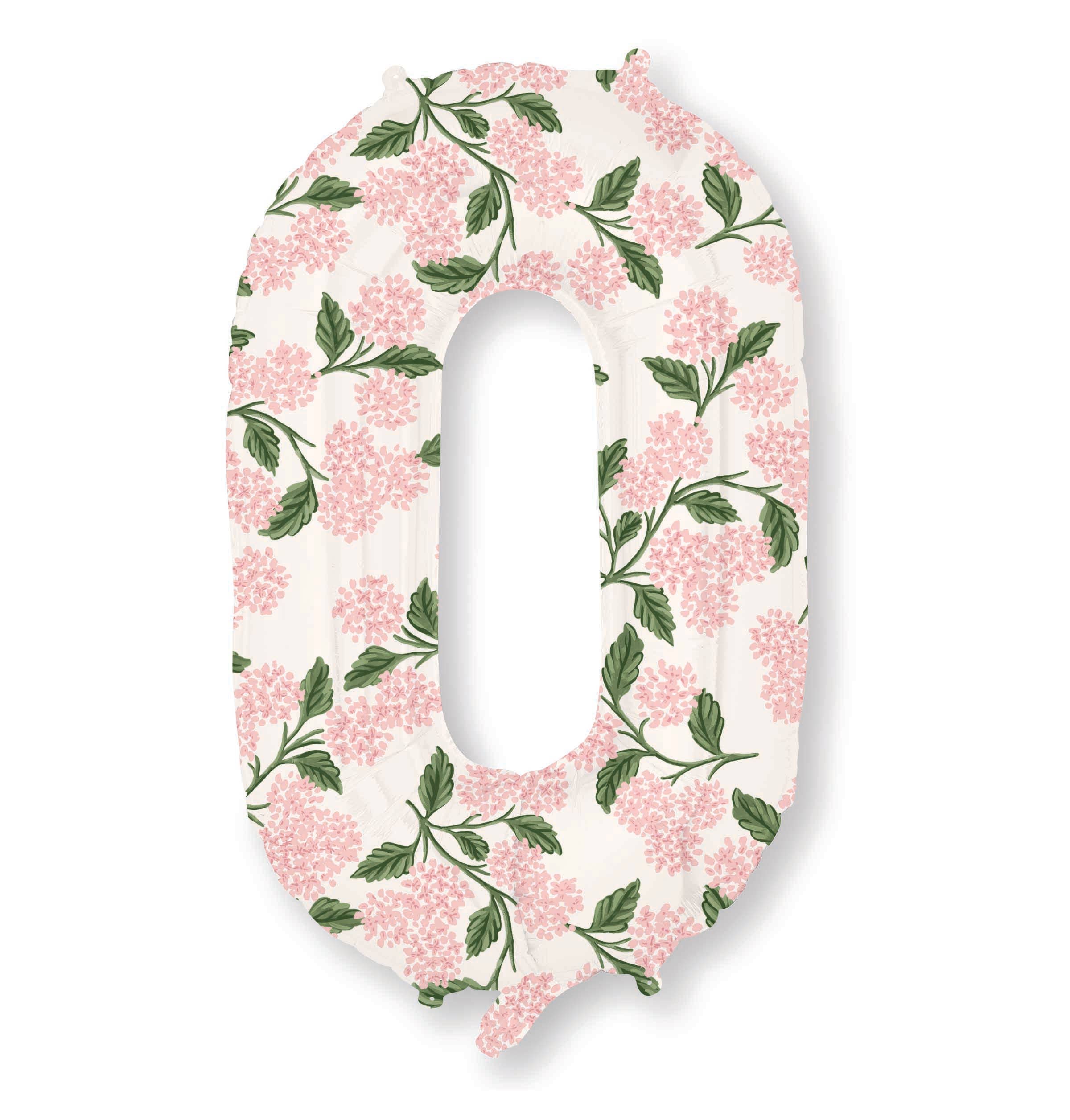 Pink Hydrangea Numbered Foil Balloon
