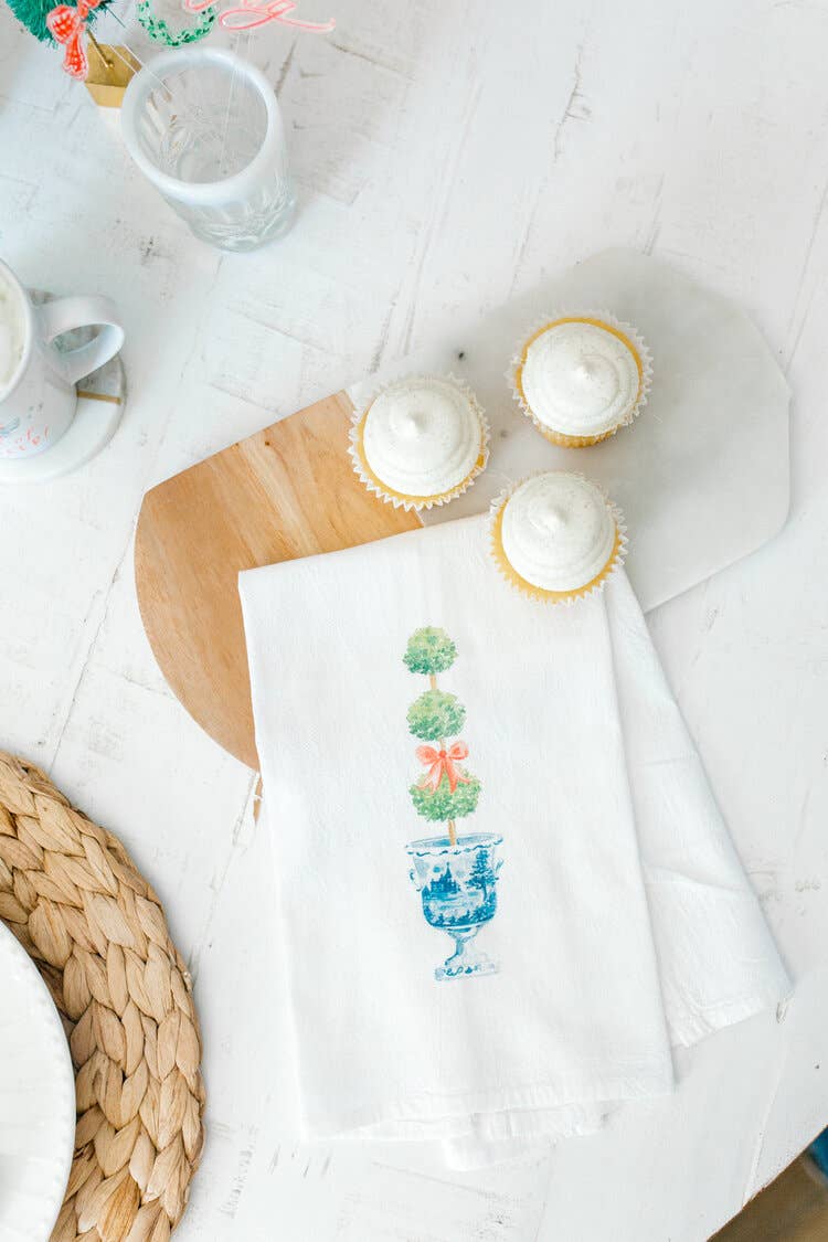 Topiary Watercolor Tea Towel