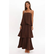 Brown Layered Flowy Maxi Dress