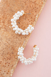 PEARL BEADED  HOOP EARRINGS | 10E3060163: GOLD