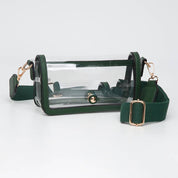 Transparent Rectangle Flap Crossbody Bag: Clear,Royal Blue