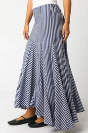 Blue & White Stripe Maxi Skirt