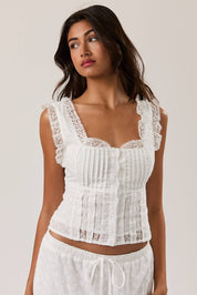 White Ruffle Top