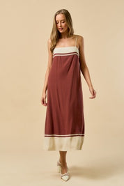 Brown & Cream Color Block Dress