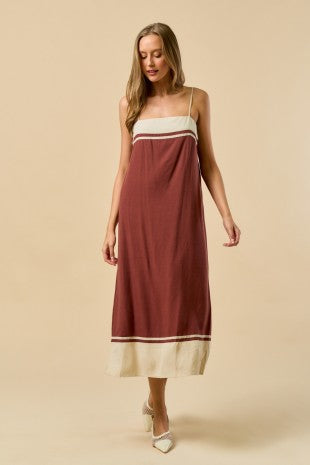 Brown & Cream Color Block Dress