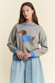 Grey Christmas Dachshund Sweater