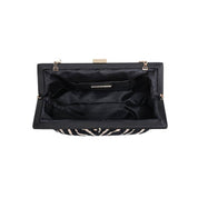 Black Zebra Frame Evening Bag