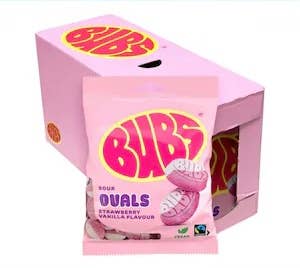 Bubs Sour Strawberry Vanilla Ovals Swedish Candy