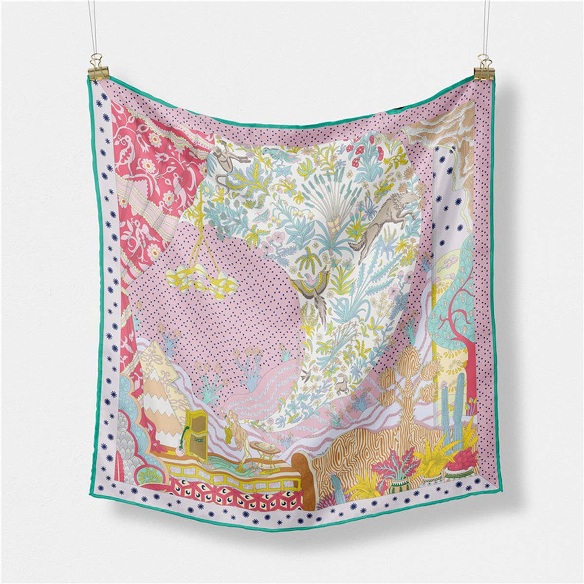 Pink Silk Pattern Scarf