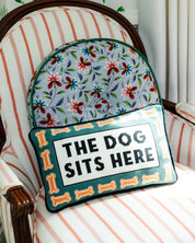 Dog Sits Here Needlepoint Pillow