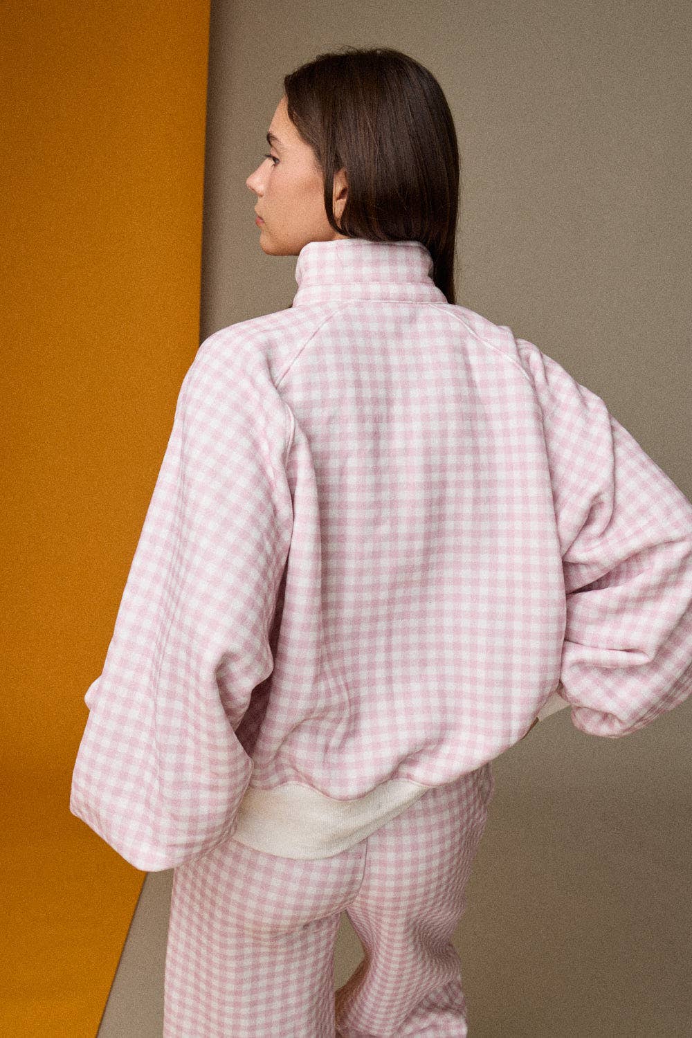 Pink Checkered Snap Button-up