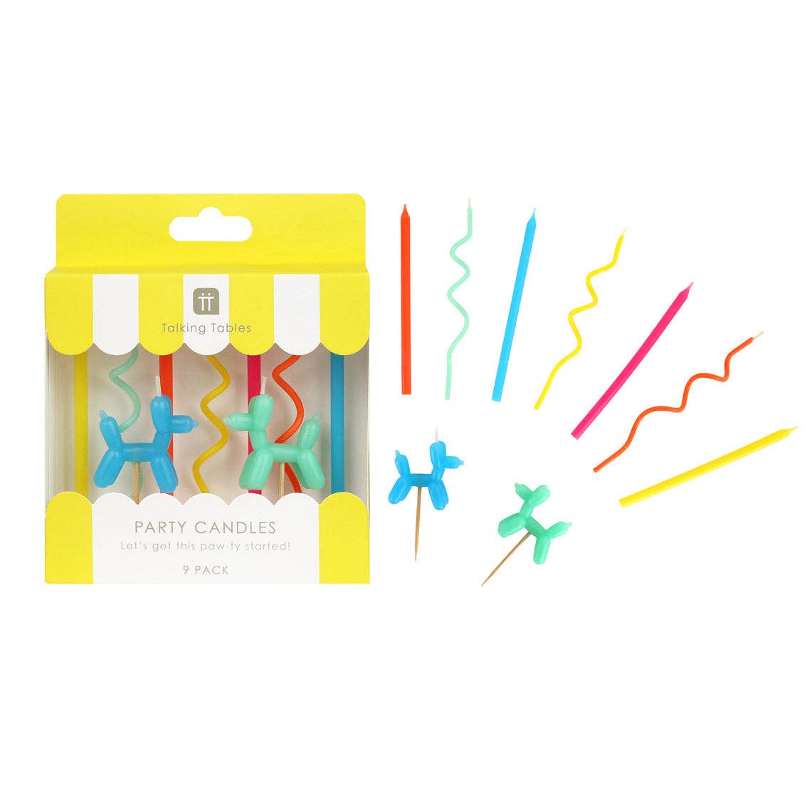 Balloon Dog Birthday Candles - 9 Pack — fun balloon dog design and 9 candles included