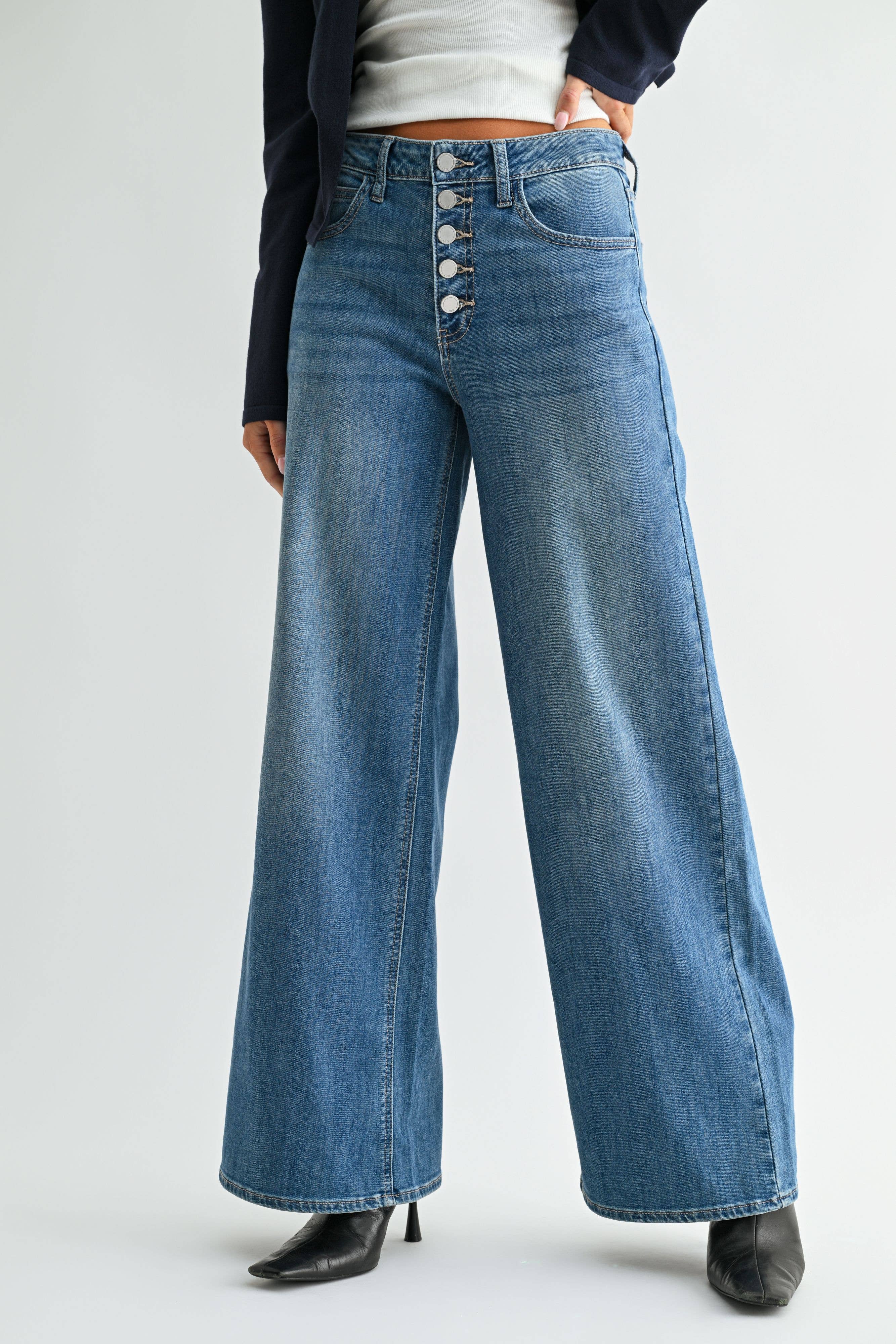Relaxed Button Down Wide Leg
