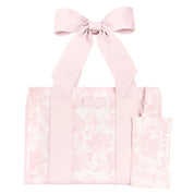 Afternoon Rosé Bow Jelly Tote Bag — weight: 1.7 lb (0.77 kg) and dimensions: 17 x 8 x 12 in (43.2 x 20.3 x 30.5 cm)