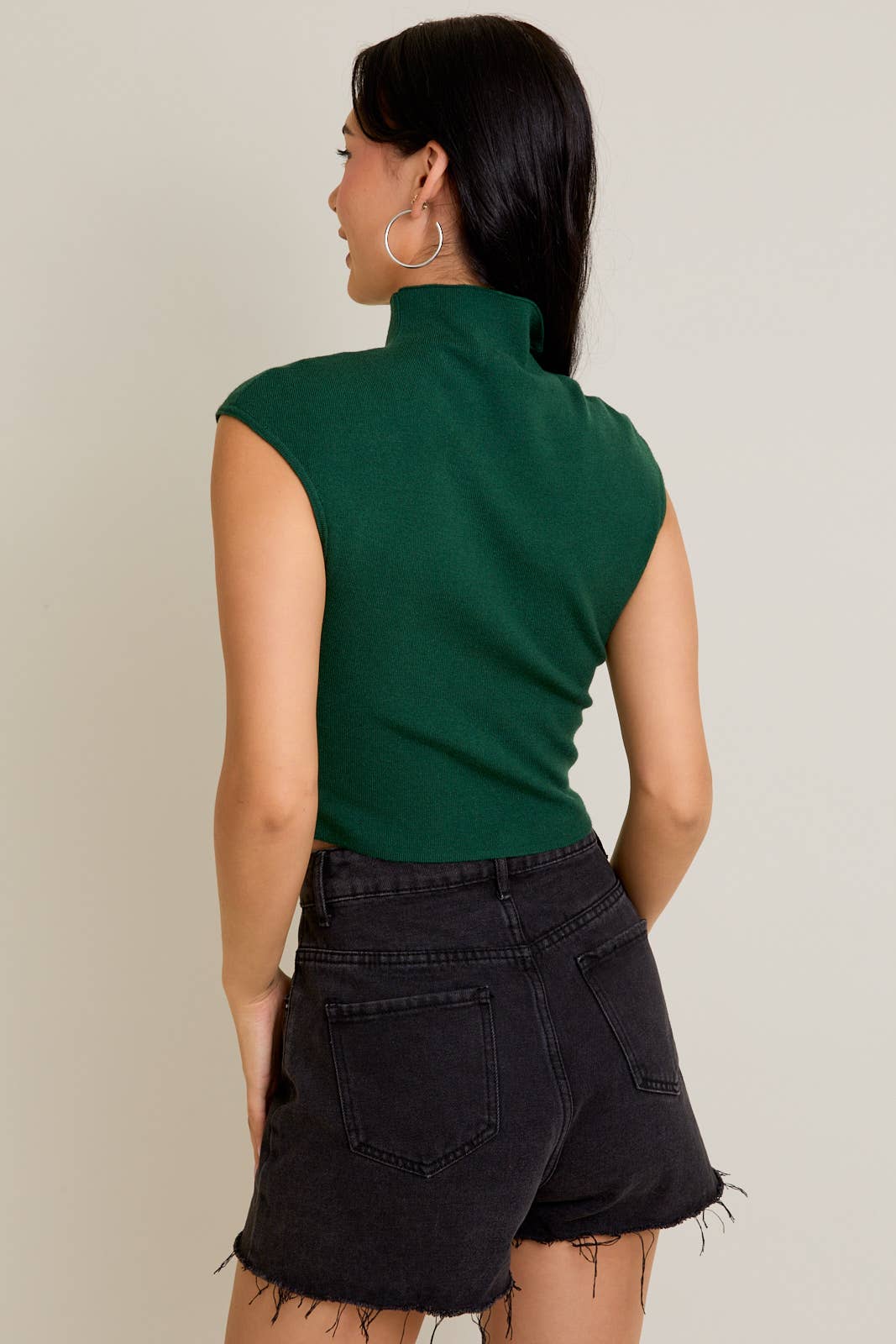 Green High Neck Sweater Top