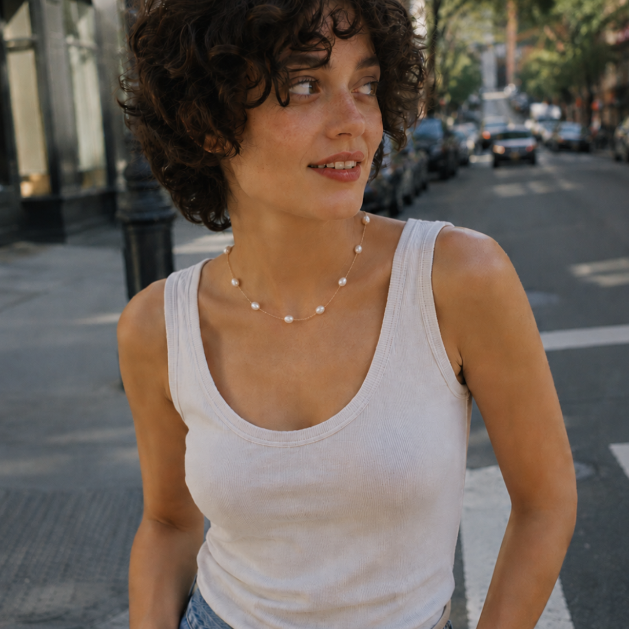 Esther Freshwater Pearl Station Necklace