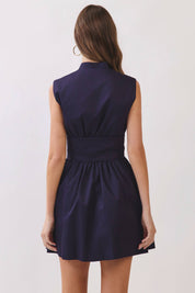 Navy Fit & Flare Belt Mini Dress