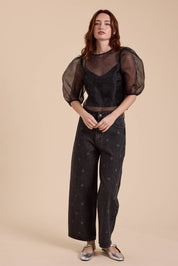 Heart Printed Denim Pants