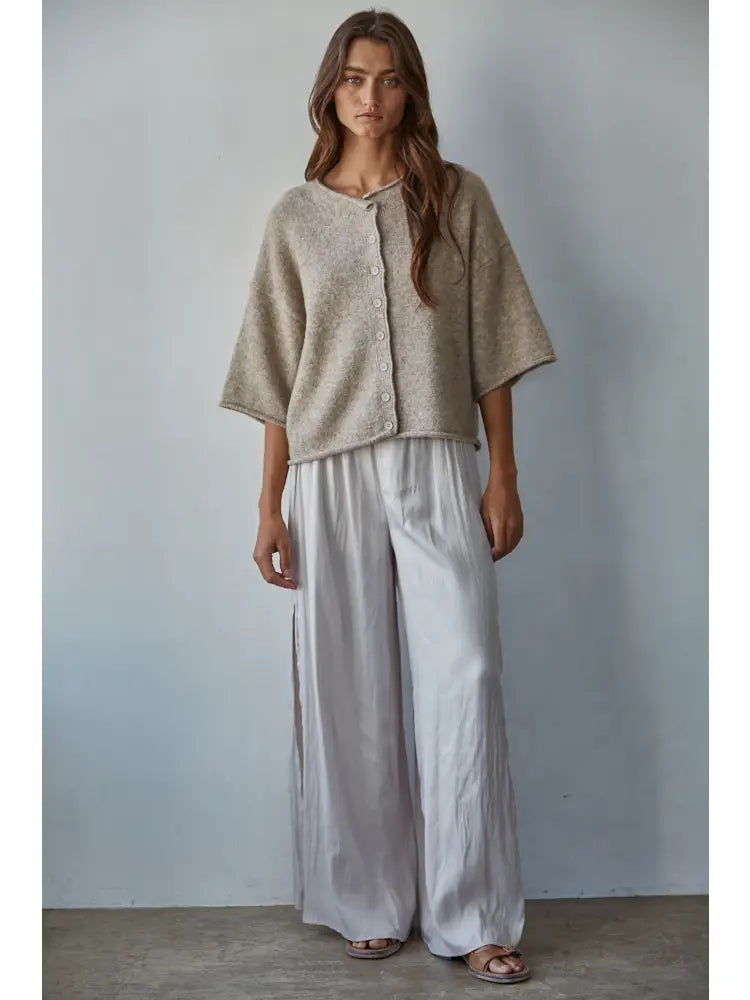 Light Brown Button Up Cardigan Top
