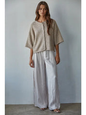 Light Brown Button Up Cardigan Top