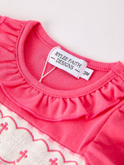 Hot Pink Smocked Church Christ Bishop Christening Romper