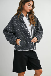 Olive Fleece Puffer Jacket